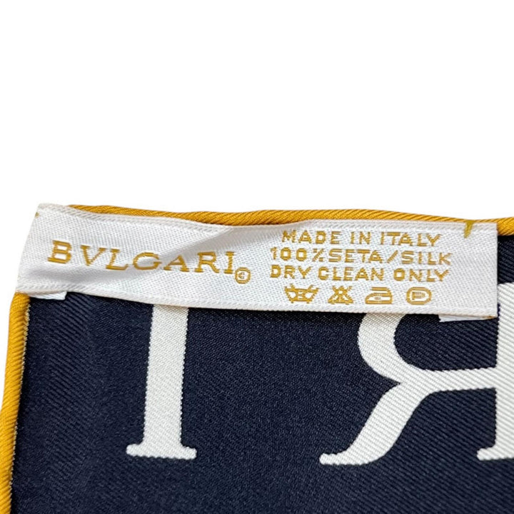 未使用品▲BVLGARI ブルガリ ロゴマニア シルク100％ 総柄 大判 ストール スカーフ ブラック ホワイト イタリア製 メンズ 箱付き