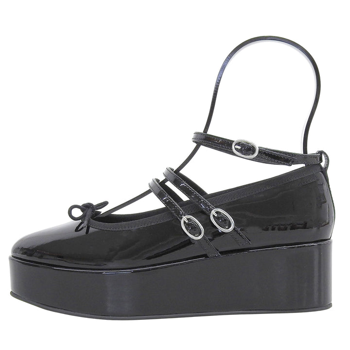 未使用品▲Repetto レペット cendrillon platform パテントレザー プラットホーム アンクルストラップ パンプス ブラック 38 レディース