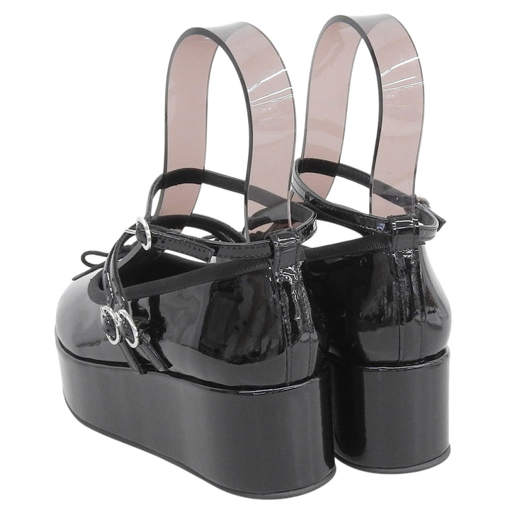 未使用品▲Repetto レペット cendrillon platform パテントレザー プラットホーム アンクルストラップ パンプス ブラック 38 レディース