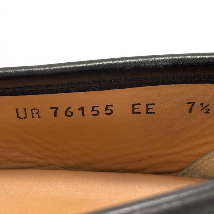 美品▲Salvatore Ferragamo サルヴァトーレフェラガモ Uチップ ダブルガンチーニ レザー ローファー ブラック シルバー金具 7.5 メンズ