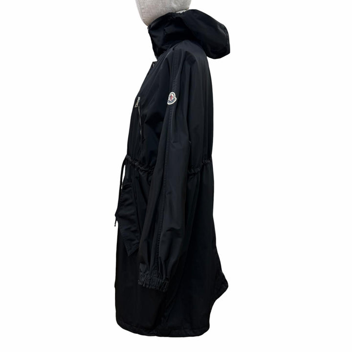 美品☆MONCLER モンクレール 2022年製 MUTCHE ロゴボタン・ロゴワッペン・フード付 ZIP UP コート ブラック 0 正規品 レディース