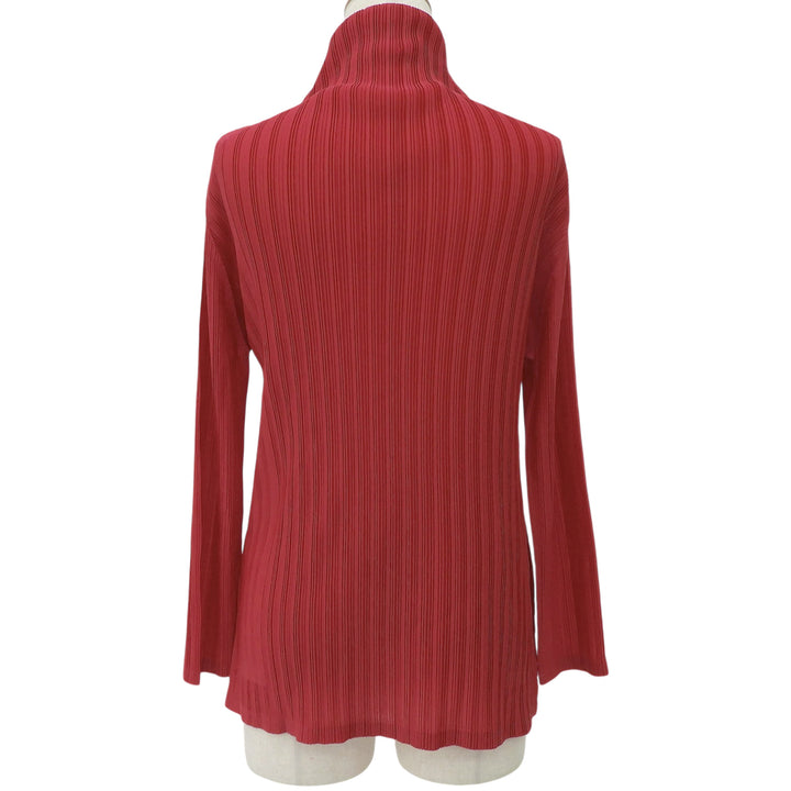 極美品▲PLEATS PLEASE プリーツプリーズ イッセイミヤケ PP53-FK363 タートルネック トップス レッド 3 日本製 正規品 レディース