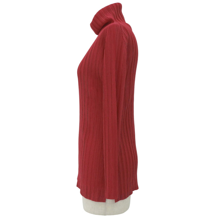 極美品▲PLEATS PLEASE プリーツプリーズ イッセイミヤケ PP53-FK363 タートルネック トップス レッド 3 日本製 正規品 レディース