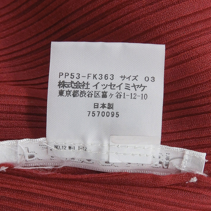 極美品▲PLEATS PLEASE プリーツプリーズ イッセイミヤケ PP53-FK363 タートルネック トップス レッド 3 日本製 正規品 レディース