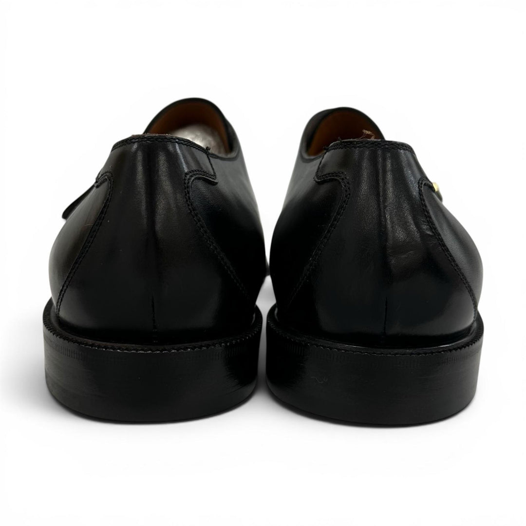 極美品▲Salvatore Ferragamo サルヴァトーレフェラガモ シングルモンクストラップ レザーシューズ ブラック 8.5 伊製 メンズ 保存袋付き