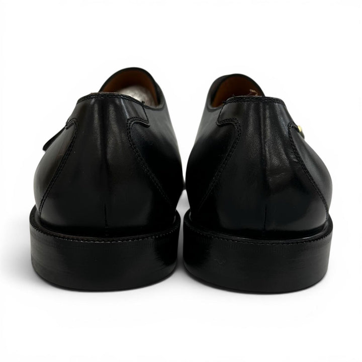 極美品▲Salvatore Ferragamo サルヴァトーレフェラガモ シングルモンクストラップ レザーシューズ ブラック 8.5 伊製 メンズ 保存袋付き