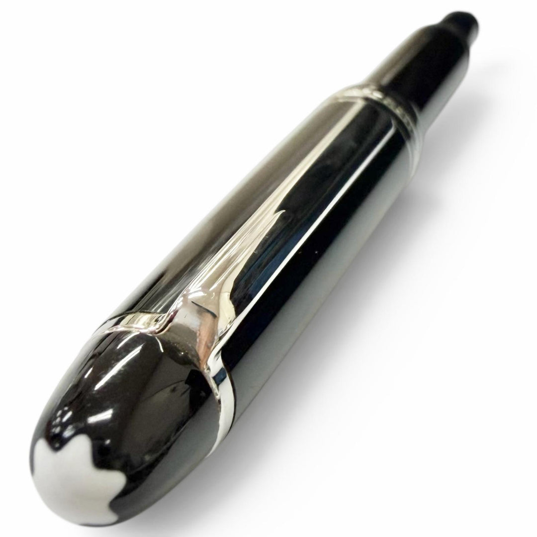 美品□MONTBLANC モンブラン マイスターシュテュック 145 クラシック プラチナライン 14K Fニブ 万年筆 ブラック シルバー ドイツ製