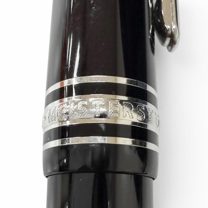 美品□MONTBLANC モンブラン マイスターシュテュック 145 クラシック プラチナライン 14K Fニブ 万年筆 ブラック シルバー ドイツ製