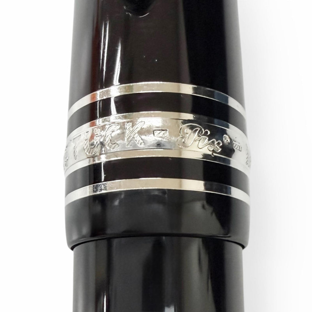 美品□MONTBLANC モンブラン マイスターシュテュック 145 クラシック プラチナライン 14K Fニブ 万年筆 ブラック シルバー ドイツ製