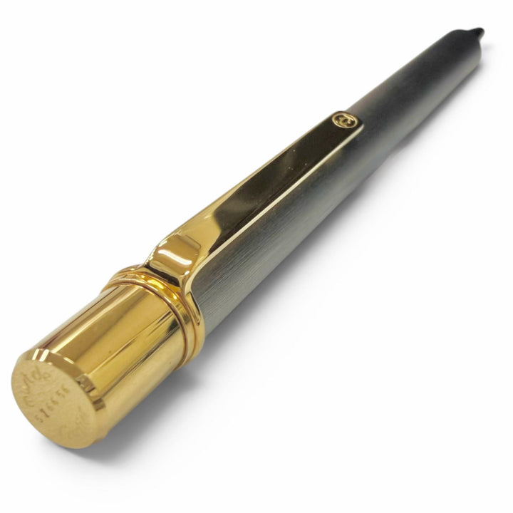 極美品□Cartier カルティエ マスト ドゥ カルティエ ヘアライン ボールペン シルバー ゴールド フランス製 メンズ 筆記確認済み
