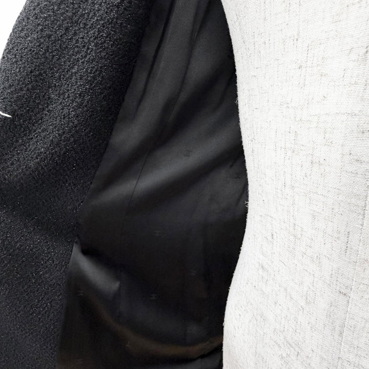極美品△CHANEL シャネル ヴィンテージ P05420 95A ウール ココマークボタン ラメ ツイード ジャケット ブラック 40 仏製 レディース
