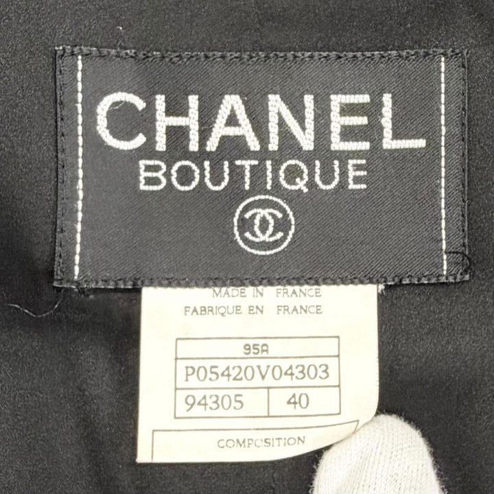 極美品△CHANEL シャネル ヴィンテージ P05420 95A ウール ココマークボタン ラメ ツイード ジャケット ブラック 40 仏製 レディース