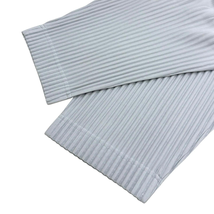 極美品▲HOMME PLISSE ISSEY MIYAKE オム プリッセ イッセイミヤケ HP55JF451 ワイドシルエット プリーツ パンツ グレー 2 正規品 メンズ
