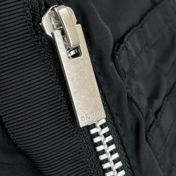 極美品▲Sacai サカイ 24SS 24-07087 ナイロンツイルニットプルオーバー ドッキング パフスリーブ 半袖ニット ブラック 1 レディース