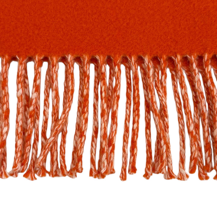 極美品★HERMES エルメス カシミヤ100％ カザック バイカラー フリンジ 大判 マフラー ストール ベージュ オレンジ 英国製 レディース