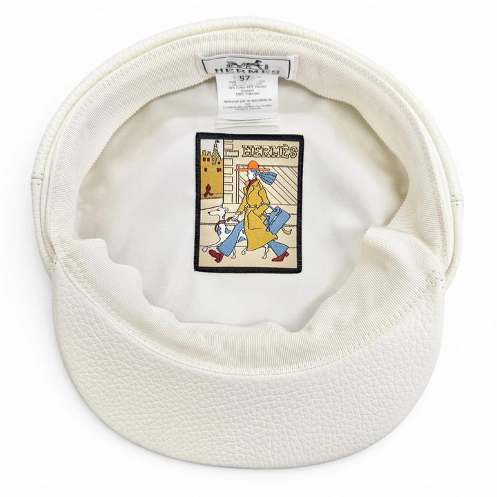 極美品△HERMES エルメス Dani ダニ セリエ金具 ディアスキン 鹿革 キャスケット 帽子 アイボリー 57 フランス製 レディース オススメ◎