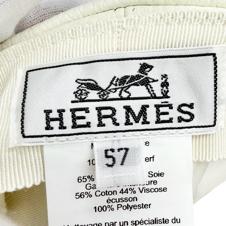 極美品△HERMES エルメス Dani ダニ セリエ金具 ディアスキン 鹿革 キャスケット 帽子 アイボリー 57 フランス製 レディース オススメ◎