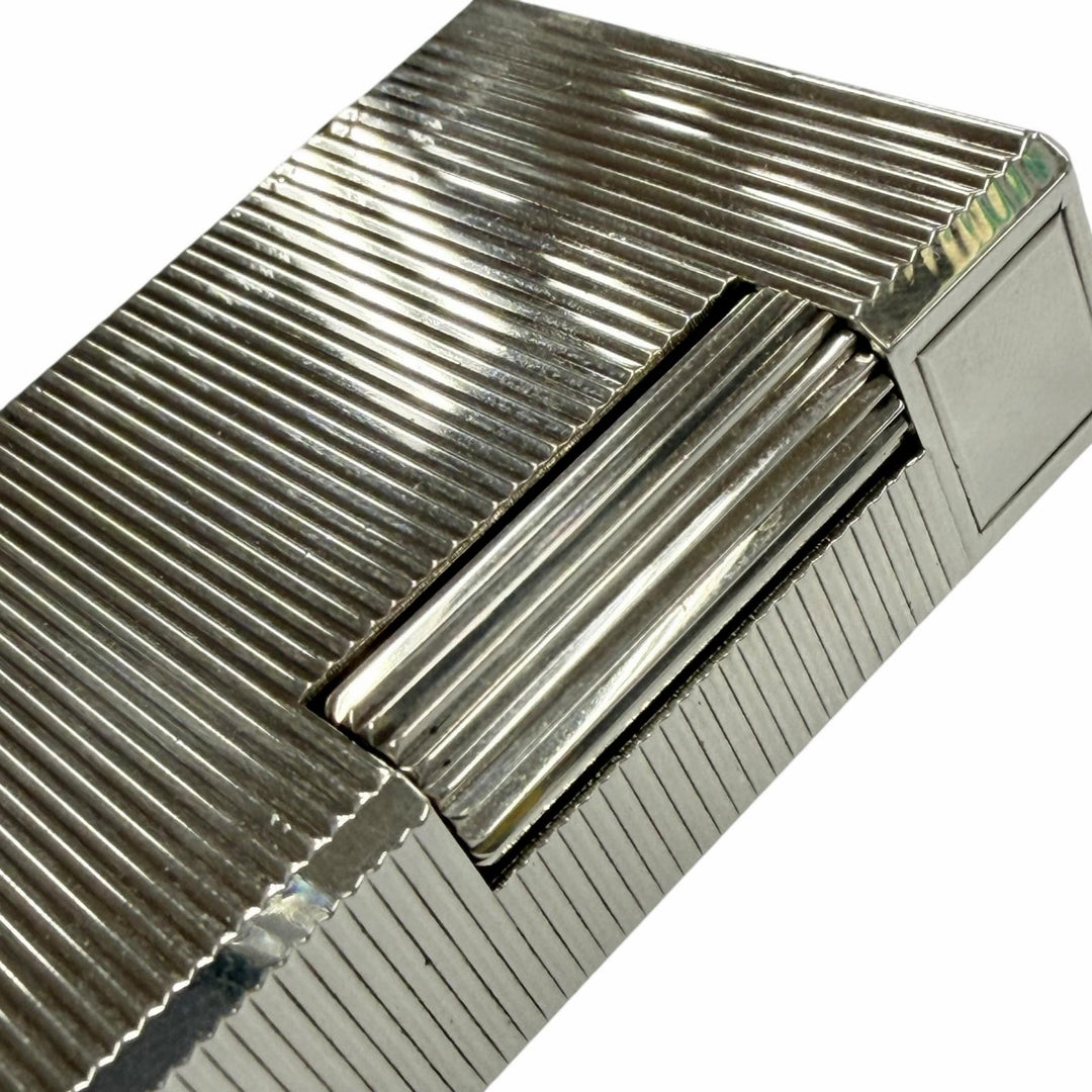 極美品▼Dupont デュポン ライン1 ロング スクエア ローラー式 ガスライター シルバー フランス製 メンズ 着火確認済み
