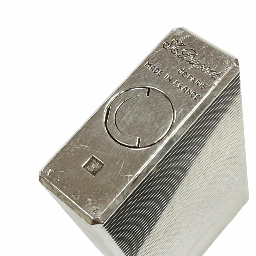 極美品▼Dupont デュポン ライン1 ロング スクエア ローラー式 ガスライター シルバー フランス製 メンズ 着火確認済み