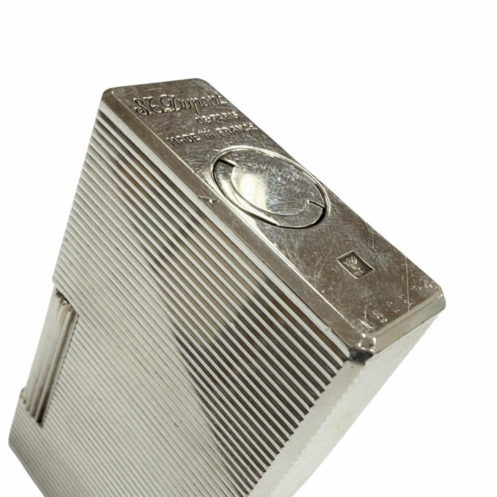 極美品▼Dupont デュポン ライン1 ロング スクエア ローラー式 ガスライター シルバー フランス製 メンズ 着火確認済み