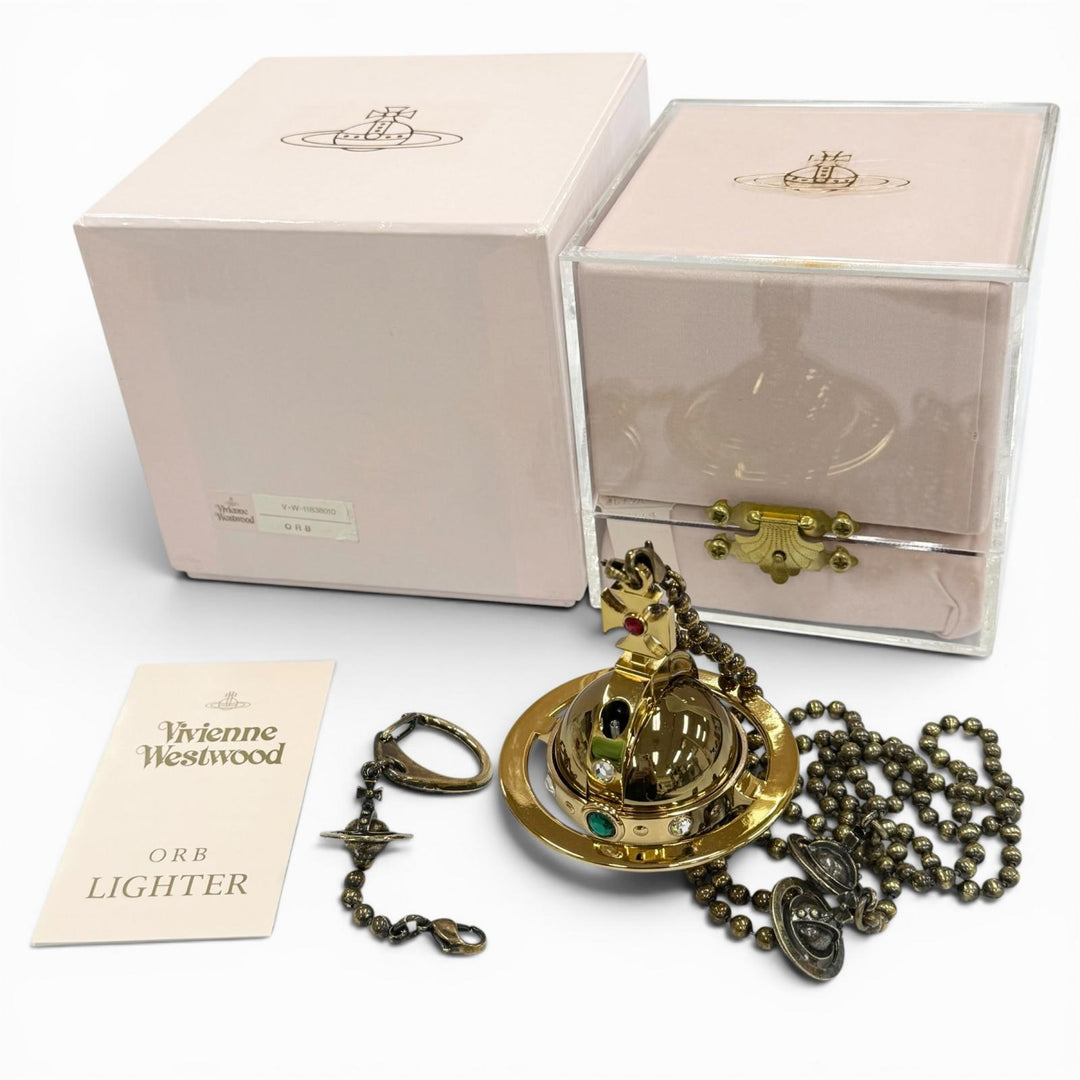 極美品▼Vivienne Westwood ヴィヴィアンウエストウッド 希少 3000個限定 チェーン キーホルダー付き オーブ ガスライター 着火確認済み