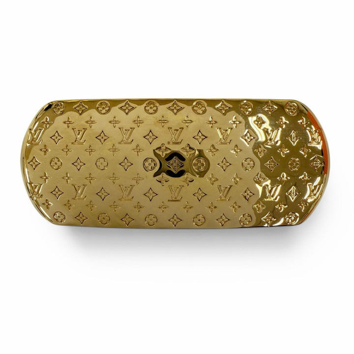 極美品☆LOUIS VUITTON ルイヴィトン M80277 ナノグラム バレッタ ヘアアクセサリー ゴールド イタリア製 レディース 箱・保存袋付き