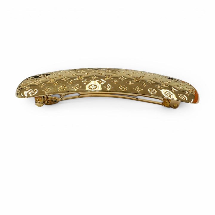 極美品☆LOUIS VUITTON ルイヴィトン M80277 ナノグラム バレッタ ヘアアクセサリー ゴールド イタリア製 レディース 箱・保存袋付き