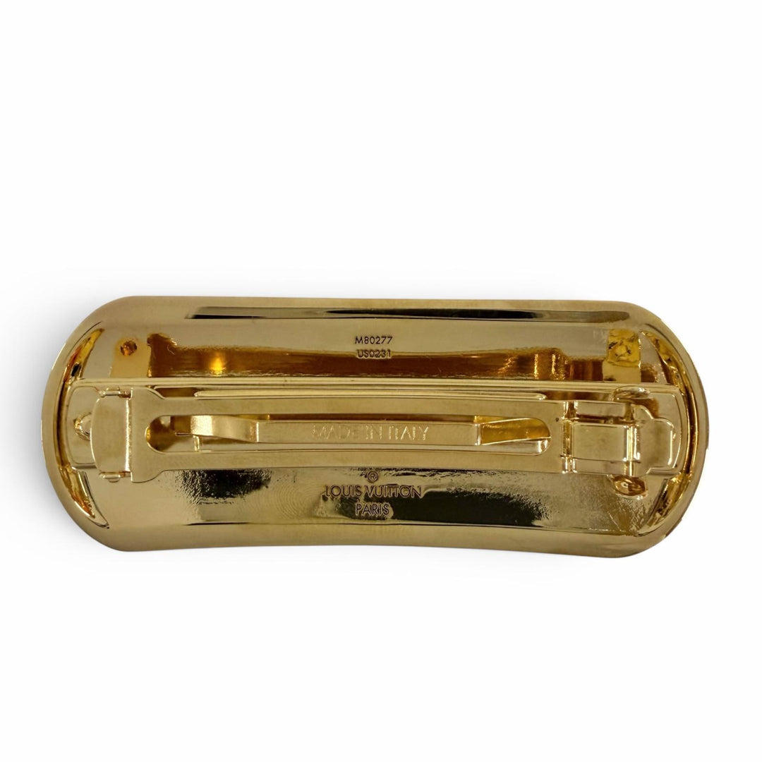 極美品☆LOUIS VUITTON ルイヴィトン M80277 ナノグラム バレッタ ヘアアクセサリー ゴールド イタリア製 レディース 箱・保存袋付き