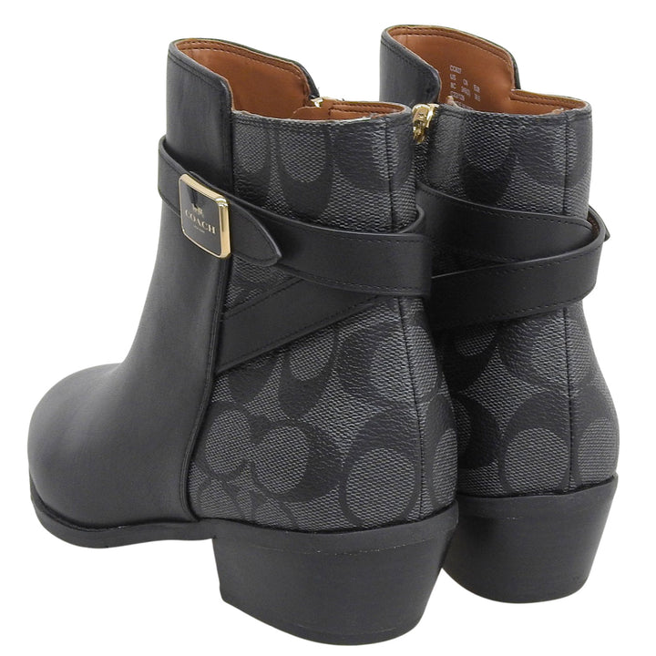 未使用品▲COACH コーチ CC627 DEAN LTR-SIG BOOTIE レザー シグネチャーキャンバス ブーティ ブラック 24.5 レディース 箱付き