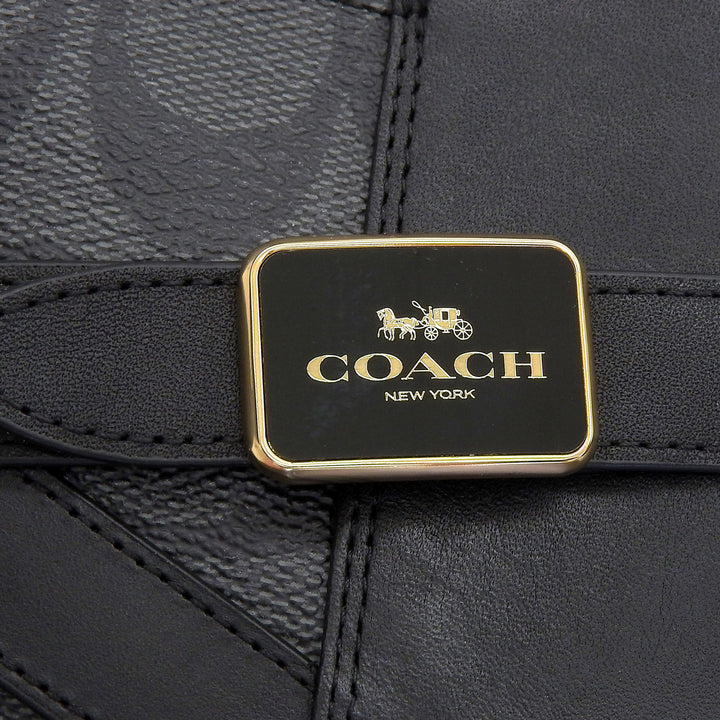 未使用品▲COACH コーチ CC627 DEAN LTR-SIG BOOTIE レザー シグネチャーキャンバス ブーティ ブラック 24.5 レディース 箱付き