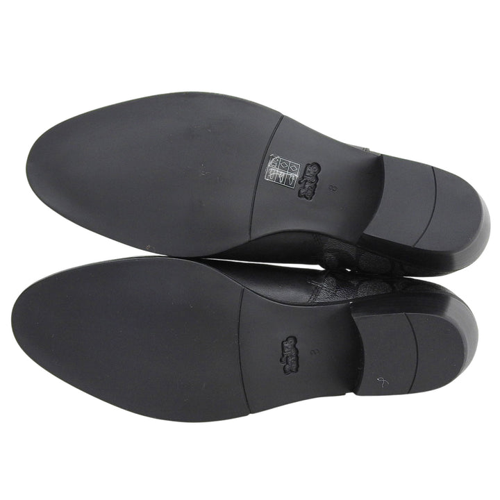 未使用品▲COACH コーチ CC627 DEAN LTR-SIG BOOTIE レザー シグネチャーキャンバス ブーティ ブラック 24.5 レディース 箱付き