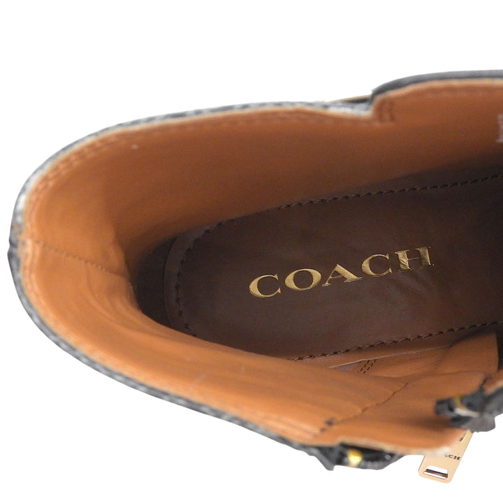 未使用品▲COACH コーチ CC627 DEAN LTR-SIG BOOTIE レザー シグネチャーキャンバス ブーティ ブラック 24.5 レディース 箱付き