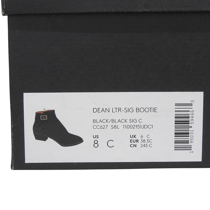 未使用品▲COACH コーチ CC627 DEAN LTR-SIG BOOTIE レザー シグネチャーキャンバス ブーティ ブラック 24.5 レディース 箱付き