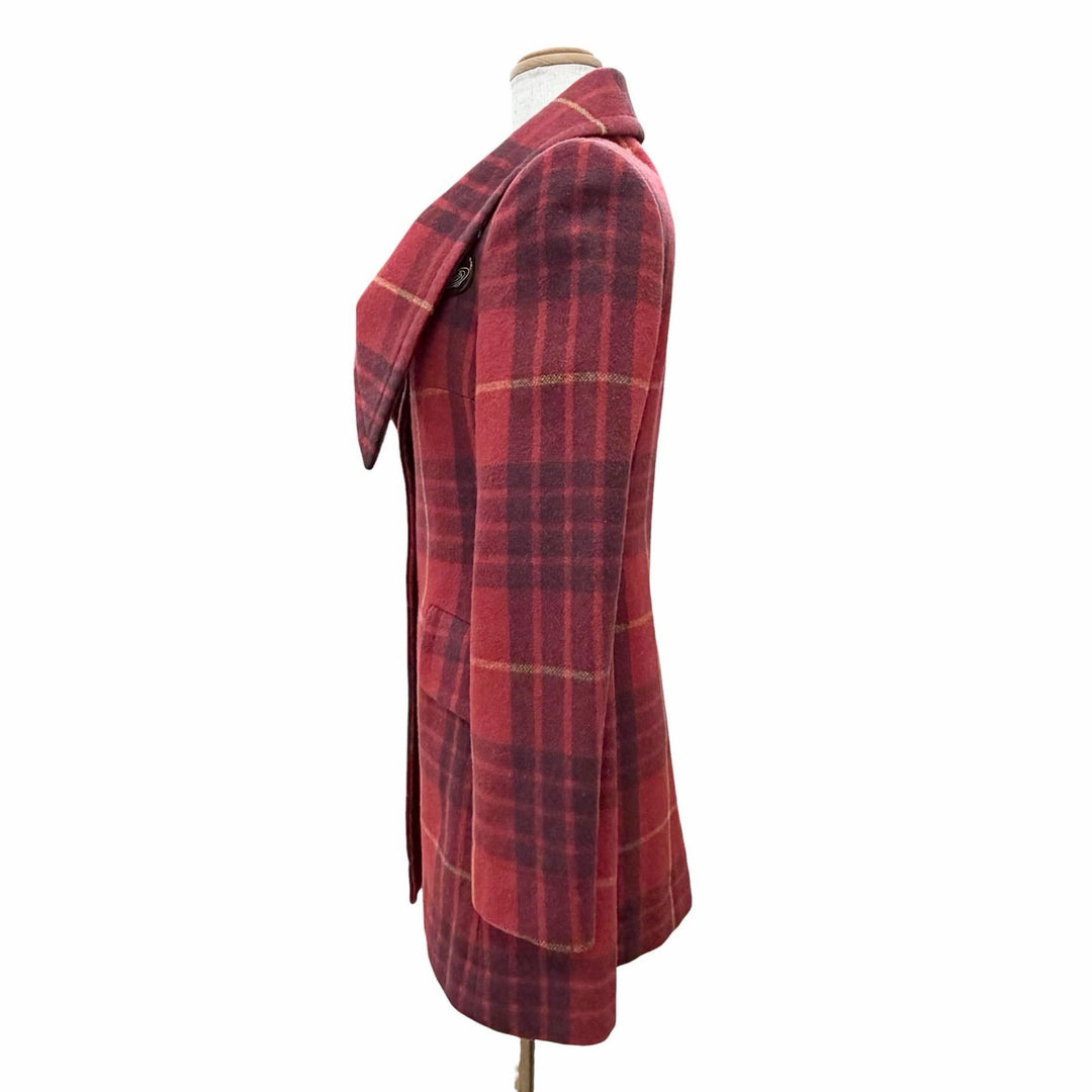 美品△Vivienne Westwood Red Label ヴィヴィアンウエストウッド レッドレーベル ウール オーブボタン チェック柄 魔女コート 2 正規品