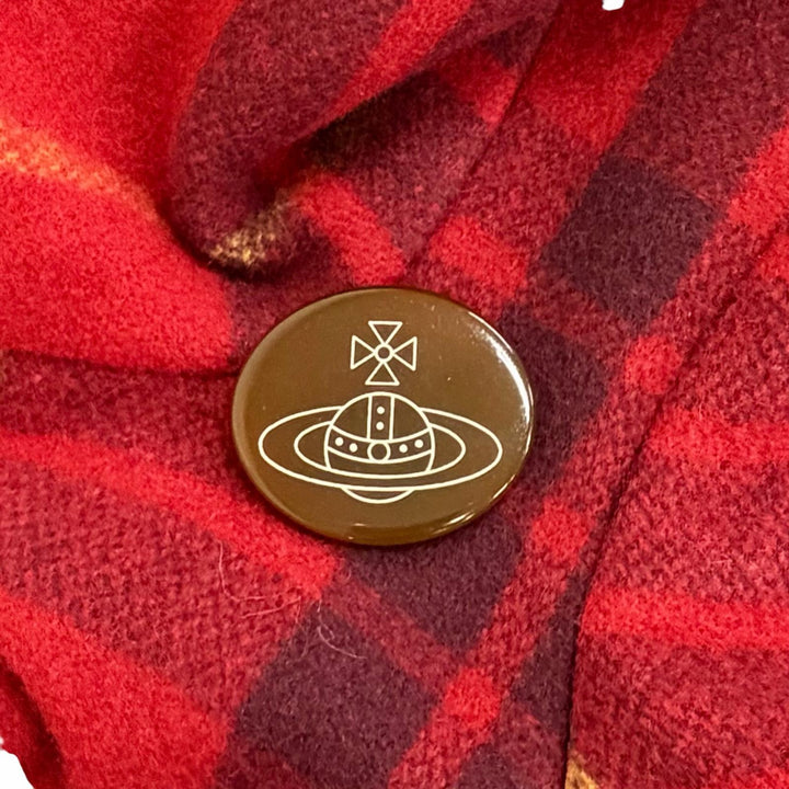 美品△Vivienne Westwood Red Label ヴィヴィアンウエストウッド レッドレーベル ウール オーブボタン チェック柄 魔女コート 2 正規品