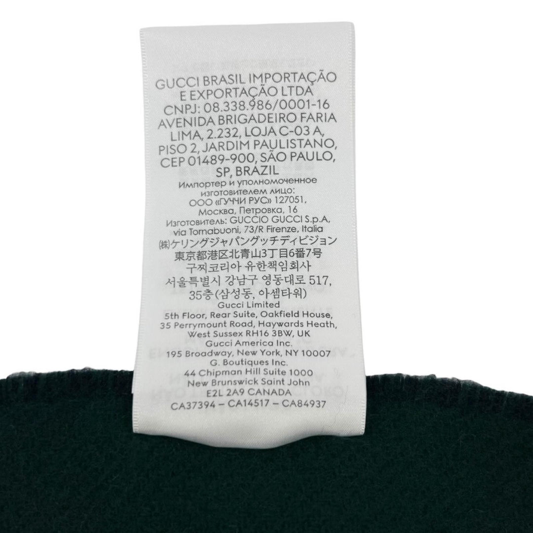 未使用品▲GUCCI グッチ 24AW 795273 スクリプト スカーフ ウール カシミヤ混 マフラー ネイビー グリーン 伊製 正規品 メンズ 箱付き