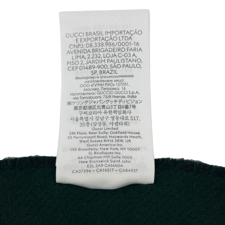 未使用品▲GUCCI グッチ 24AW 795273 スクリプト スカーフ ウール カシミヤ混 マフラー ネイビー グリーン 伊製 正規品 メンズ 箱付き