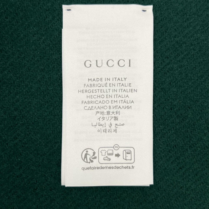 未使用品▲GUCCI グッチ 24AW 795273 スクリプト スカーフ ウール カシミヤ混 マフラー ネイビー グリーン 伊製 正規品 メンズ 箱付き