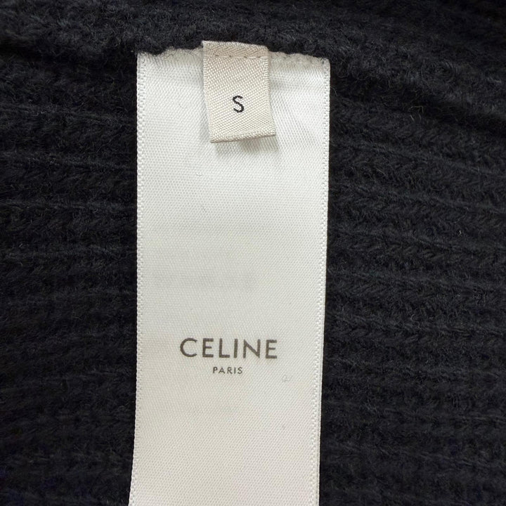 美品☆CELINE セリーヌ 2A19R423P ウール100％ ロゴエンブロイダリー オーバーサイズ ニット ブラック S イタリア製 正規品 メンズ