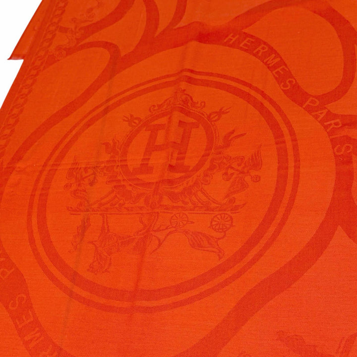 極美品△HERMES エルメス ロゴデザイン ミニフリンジ カシミヤ シルク ストール マフラー ショール レッド系 レディース オススメ◎