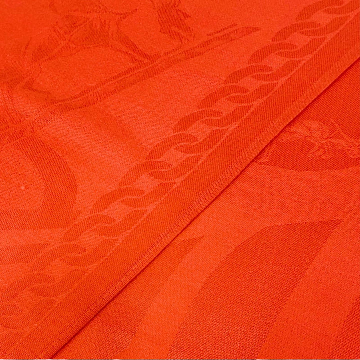 極美品△HERMES エルメス ロゴデザイン ミニフリンジ カシミヤ シルク ストール マフラー ショール レッド系 レディース オススメ◎