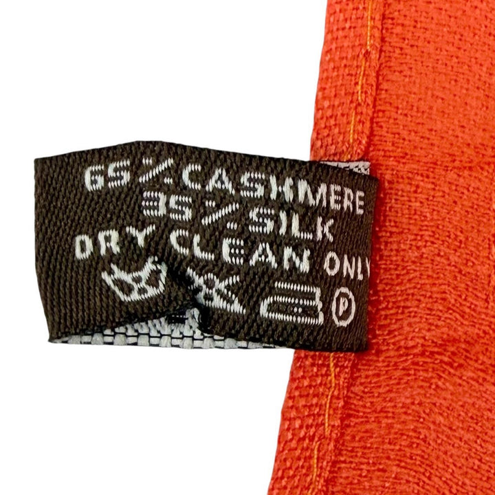 極美品△HERMES エルメス ロゴデザイン ミニフリンジ カシミヤ シルク ストール マフラー ショール レッド系 レディース オススメ◎