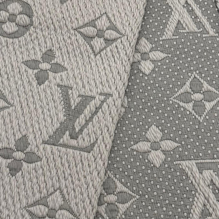 美品★LOUIS VUITTON ルイヴィトン M74742 エシャルプ ロゴマニア ウール シルク混 グリペルル フリンジ マフラー イタリア製 正規品