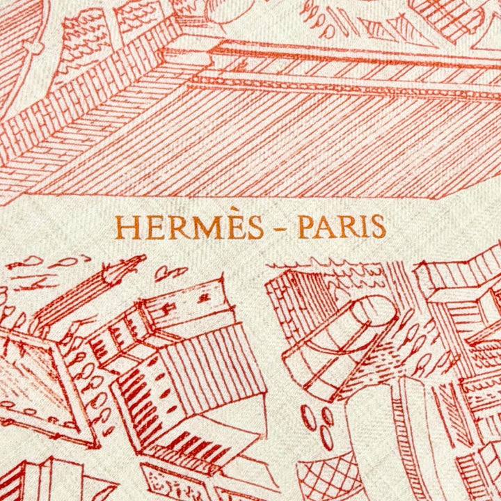 未使用△HERMES エルメス ヌーベル シテ カヴァリエール カレジェアン カシミヤ シルク ナチュラル オレンジ レッド 現行品 定価251900円