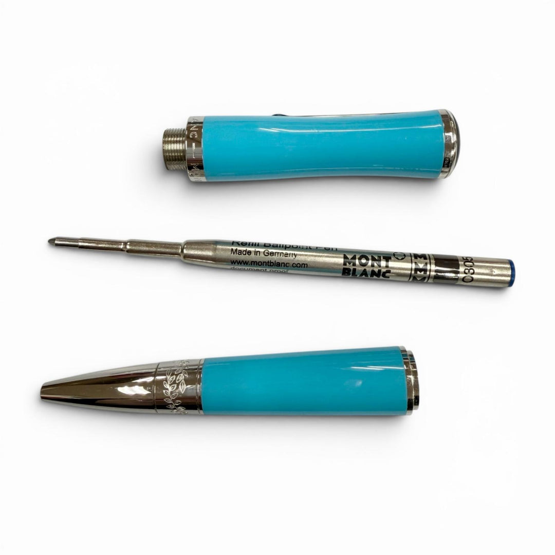 美品▼MONTBLANC モンブラン マリア カラス スペシャルエディション ブルージェムストーン ボールペン ターコイズ 筆記◎ 定価168300円