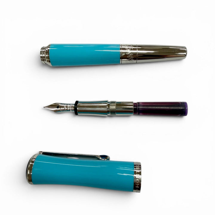 極美品▼MONTBLANC モンブラン マリア カラス スペシャルエディション 14K ブルージェムストーン 万年筆 ターコイズブルー 定価225500円