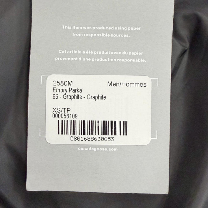 未使用品△CANADA GOOSE カナダグース 2580M EMORY PARKA エモリー パーカ ロゴワッペン コヨーテファー ダウンジャケット グレー XS