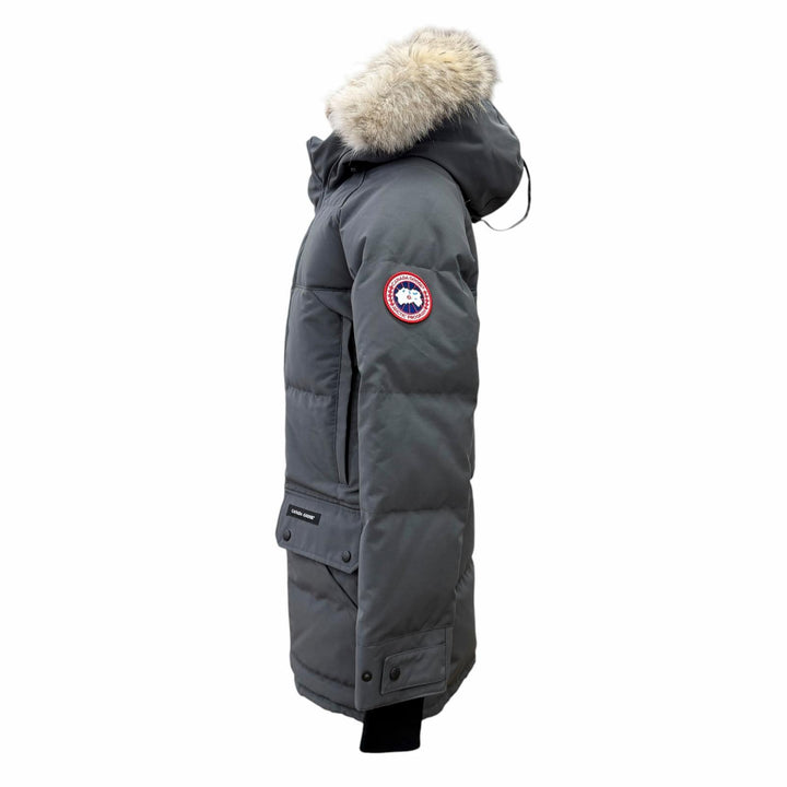 未使用品△CANADA GOOSE カナダグース 2580M EMORY PARKA エモリー パーカ ロゴワッペン コヨーテファー ダウンジャケット グレー XS
