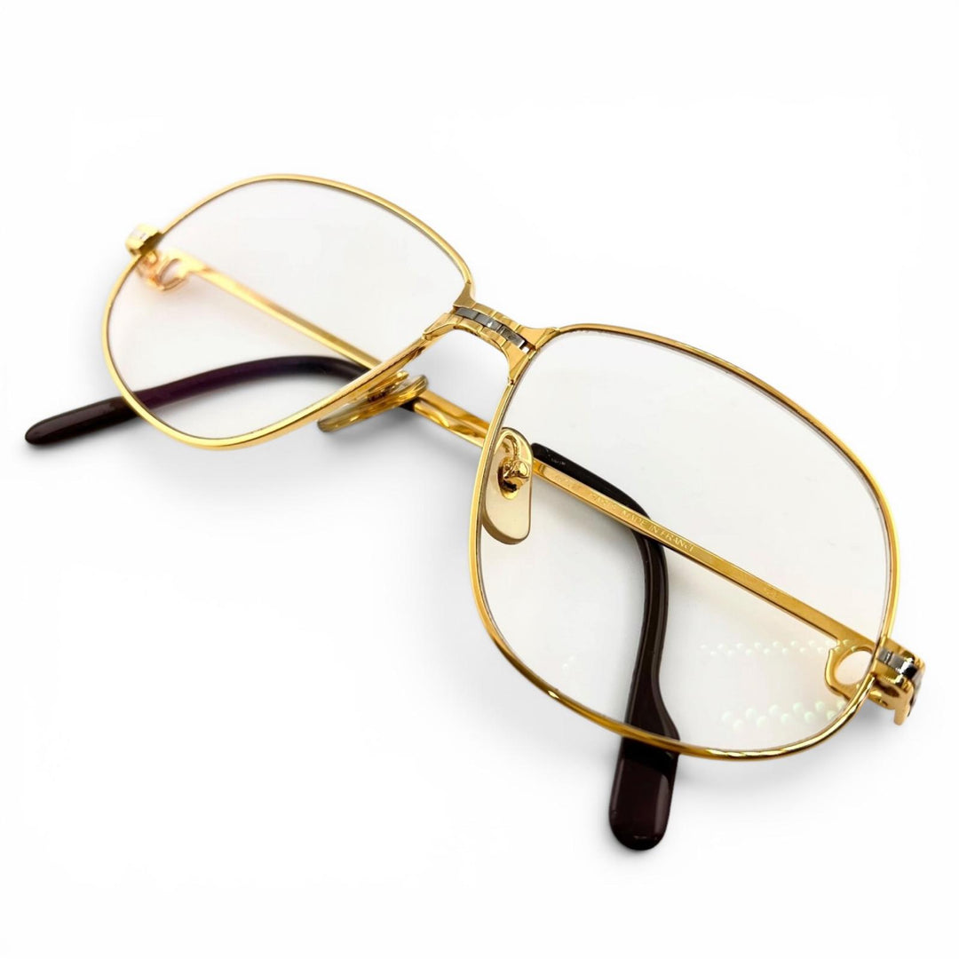 良品▲Cartier カルティエ サントス ドゥ カルティエ ティアドロップ メガネ 眼鏡 アイウェア ゴールド 135 度入り フランス製 メンズ
