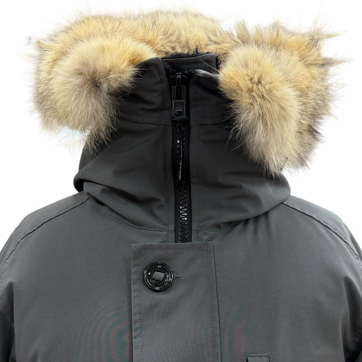 美品▼CANADA GOOSE カナダグース 3438JM Jasper Parka ロゴワッペン ファー付き フーデッド WZIPUP ダウンジャケット グレー M 正規品